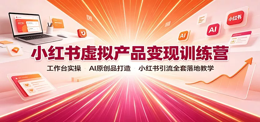 小红书虚拟产品变现训练营：工作台实操，AI原创品打造，小红书引流全套落地教学