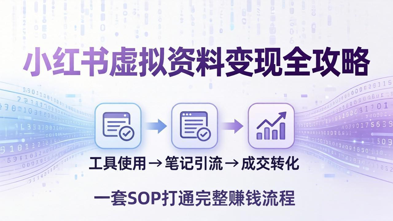 小红书虚拟资料变现全攻略：从工具使用到笔记引流成交，一套 SOP 打通完整赚钱流程