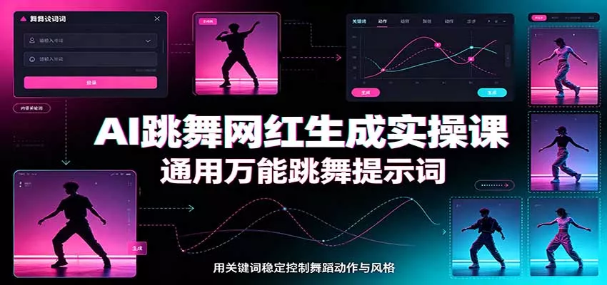AI跳舞网红生成实操课：通用万能跳舞提示词，多模型适配，人物舞蹈视频制作全套教学