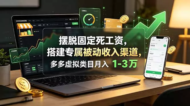 摆脱固定死工资，搭建专属被动收入渠道，多多虚拟类目月入 1-3 万