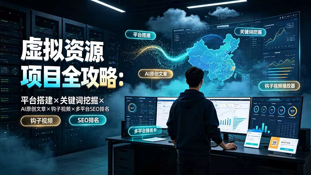 虚拟资源项目全攻略：平台搭建×关键词挖掘×AI原创文章×钩子视频×多平台SEO排名