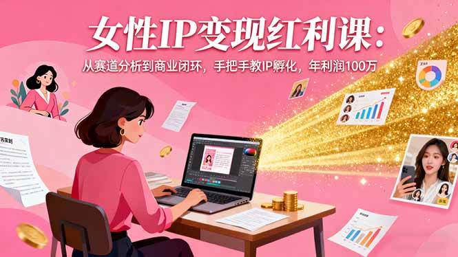 女性IP变现红利课:从赛道分析到商业闭环,手把手教IP孵化,年利润100万