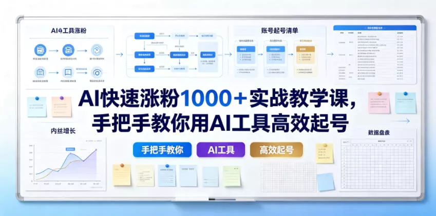 AI快速涨粉1000+实战教学课,手把手教你用AI工具高效起号 AI快速涨粉1000+实战教学课,手把手教你用AI工具高效起号